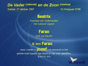 De Vader Jahweh en de Zoon Jeshua Sabbat