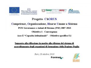 Progetto Ch ORUS Competenze Organizzazione Risorse Umane a