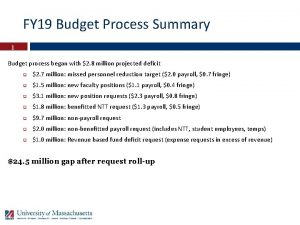 FY 19 Budget Process Summary 1 Budget process