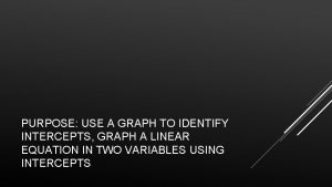 PURPOSE USE A GRAPH TO IDENTIFY INTERCEPTS GRAPH