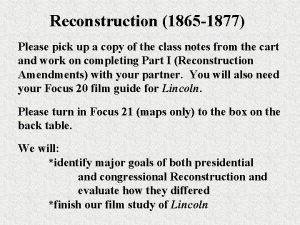 Reconstruction 1865 1877 Please pick up a copy