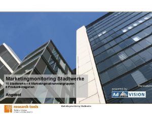 Marketingmonitoring Stadtwerke 10 Stadtwerke 4 Marketingmanahmengruppen 6 Produktkategorien