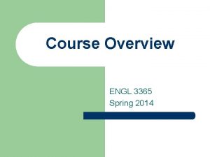 Course Overview ENGL 3365 Spring 2014 Copyright 2013