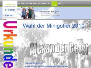 1 Platz Herren Wahl der Minigolfer 2010 Kiel