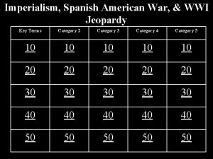 Imperialism Spanish American War WWI Jeopardy Key Terms