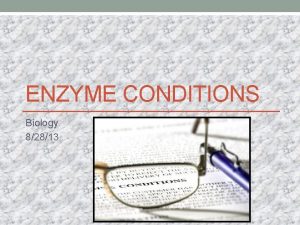 ENZYME CONDITIONS Biology 82813 Conditions that Affect Enzyme