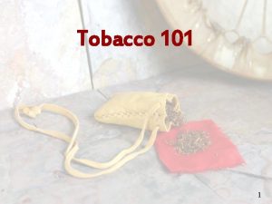 Tobacco 101 1 Overview Traditional tobacco Commercial tobacco