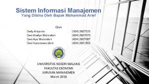 Sistem Informasi Manajemen Yang Dibina Oleh Bapak Mohammad