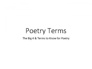 Poetry Terms The Big 4 Terms to Know