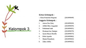 Ketua Kelompok 1 Rima Fransiska Ningrum 2024090049 Anggota