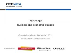 Morocco Business and economic outlook Quarterly update December