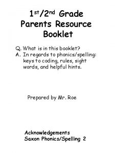 1 st2 nd Grade Parents Resource Booklet Q
