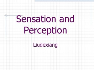 Sensation and Perception Liudexiang Brief Contents Sensation Perception