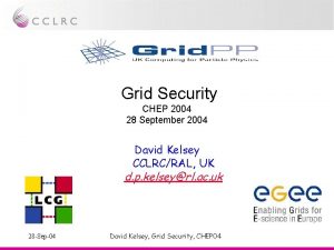 Grid Security CHEP 2004 28 September 2004 David