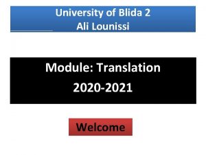 University of Blida 2 Ali Lounissi Module Translation
