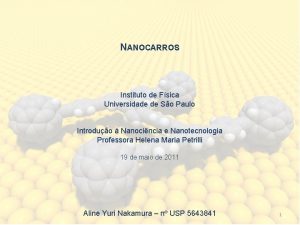 NANOCARROS Instituto de Fsica Universidade de So Paulo