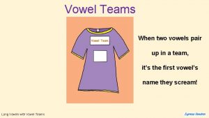 Vowel Teams When two vowels pair up in