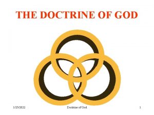 THE DOCTRINE OF GOD 1252022 Doctrine of God