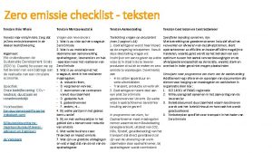 Zero emissie checklist teksten Teksten Visie Missie Teksten