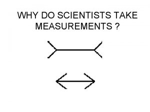 WHY DO SCIENTISTS TAKE MEASUREMENTS MEASUREMENTS Every measurement