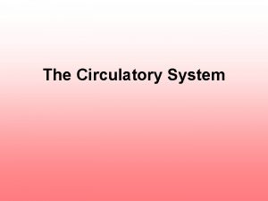 The Circulatory System I Purpose of the Circulatory
