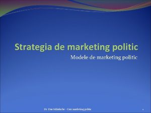 Strategia de marketing politic Modele de marketing politic
