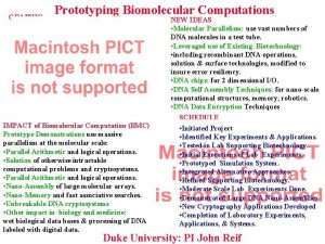 GRAPHIC Prototyping Biomolecular Computations NEW IDEAS Molecular Parallelism