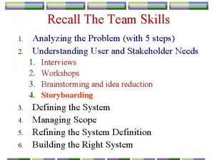 Recall The Team Skills 1 2 Analyzing the