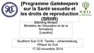 2014 Programme Gatekeepers sur la Sant sexuelle et
