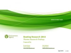 Boating Research 2013 Thames Research Findings Prepared by