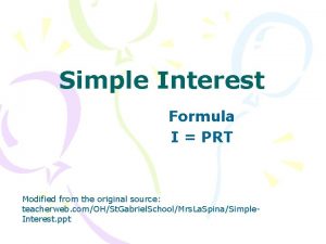 Simple Interest Formula I PRT Modified from the