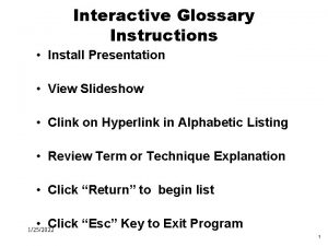 Interactive Glossary Instructions Install Presentation View Slideshow Clink