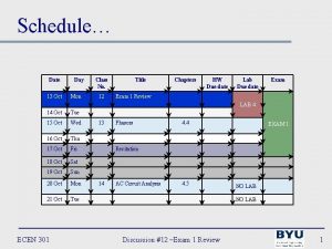 Schedule Date 13 Oct Day Mon Class No