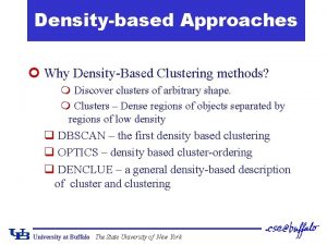 Densitybased Approaches Why DensityBased Clustering methods m Discover