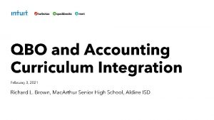 QBO and Accounting Curriculum Integration February 3 2021