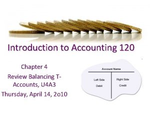 Introduction to Accounting 120 Chapter 4 Review Balancing