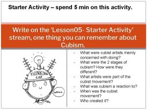 Starter Activity spend 5 min on this activity