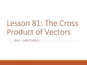 Lesson 81 The Cross Product of Vectors IBHL