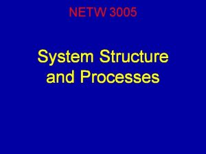 NETW 3005 System Structure and Processes Last lecture