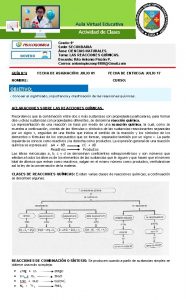 FISICOQUIMICA NOVENO GUA N 4 Grado 9 Sede