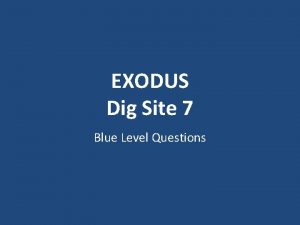 EXODUS Dig Site 7 Blue Level Questions What