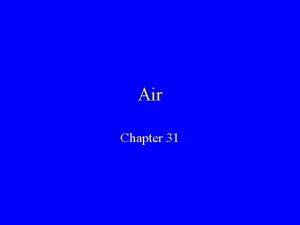 Air Chapter 31 Air Air is a mixture