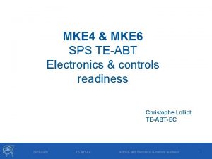 MKE 4 MKE 6 SPS TEABT Electronics controls MKE 4 MKE 6 SPS TEABT Electronics controls