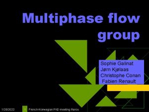 Multiphase flow group Sophie Galinat Jrn Kjlaas Christophe