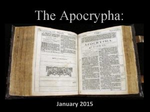 The Apocrypha January 2015 Apocrypha Book Study We
