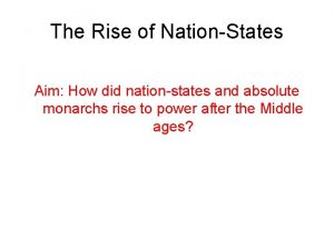 The Rise of NationStates Aim How did nationstates