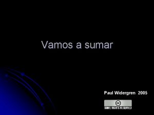 Vamos a sumar Paul Widergren 2005 1 2