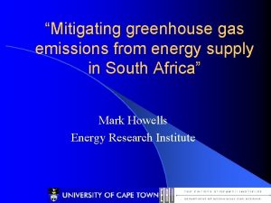 Mitigating greenhouse gas emissions from energy supply in