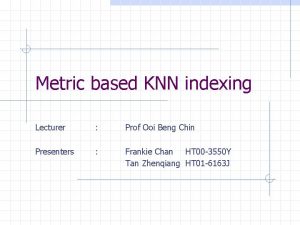 Metric based KNN indexing Lecturer Prof Ooi Beng