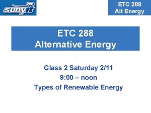 ETC 288 Alt Energy ETC 288 Alternative Energy